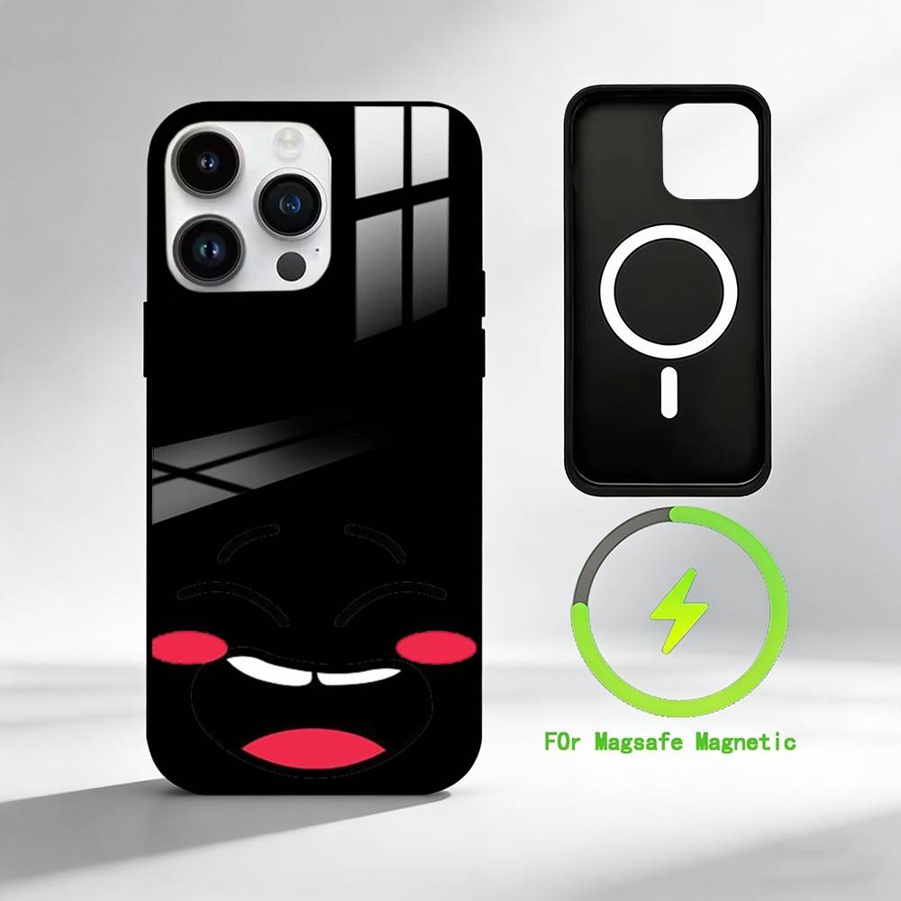 C-Cartoon expression Phone Case For iPhone 17 16 15 14 13 12 Pro Max Plus for Mirror Wireless Magnetic Cover