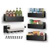 Skovtree 5-Piece Magnetic Condiment Rack Set, Refrigerator Side Rack, Spice Rack, Kitchen Storage with Magnetic Paper Holder, Black
