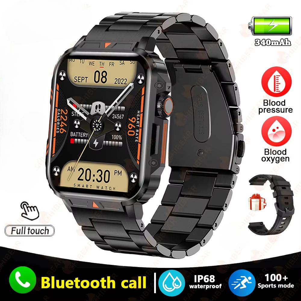 2025 Новые военные мужские умные часы Монитор здоровья Bluetooth-звонок Смарт-часы Фитнес IP68 Водонепроницаемые спортивные часы для женщин