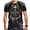 Летние футболки с круглым вырезом и 3D готическим принтом короля-скелета, модные повседневные мужские футболки с коротким рукавом
