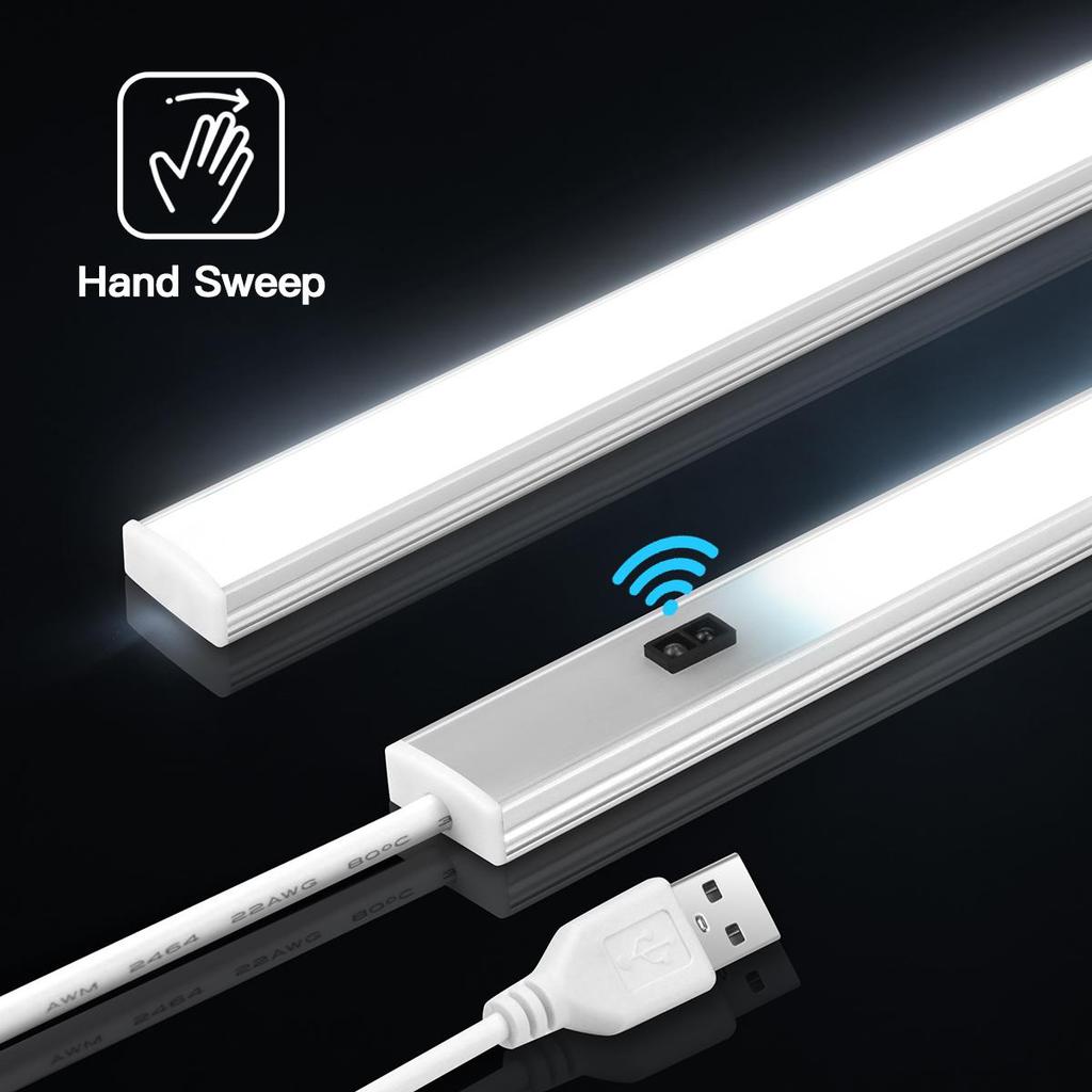 LED Indoor Night Light 30/40/50 Cm USB Plug Hand Wave Activation 5W/6W/7W Bright Lamp Bar for Counters,Sinks,Wardrobes,Desks