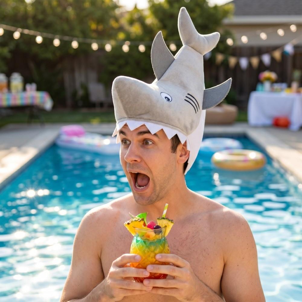Creative Shark Party Hat Cartoon Plush Animal Cap Costume Accessories Shark Head Cover Photo Props