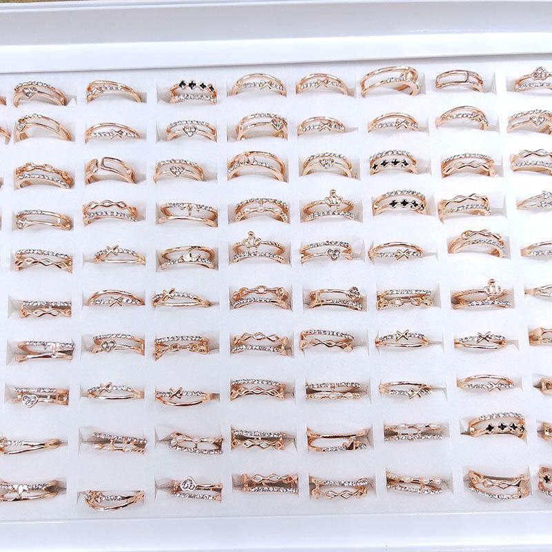 12 шт., простое универсальное кольцо с цветком и бриллиантом для девочек, кольцо с кристаллами