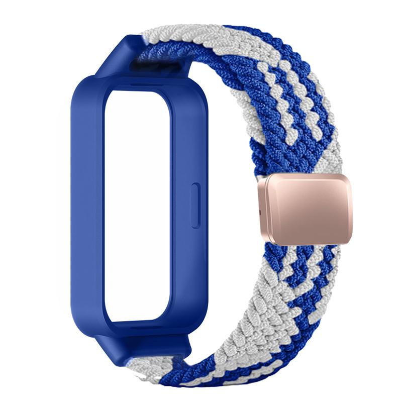 Плетеный ремешок+Чехол из ПК для Xiaomi mi band 9 8 active аксессуары спортивный магнитный Нейлоновый браслет correa+Чехол для Redmi band 3 2