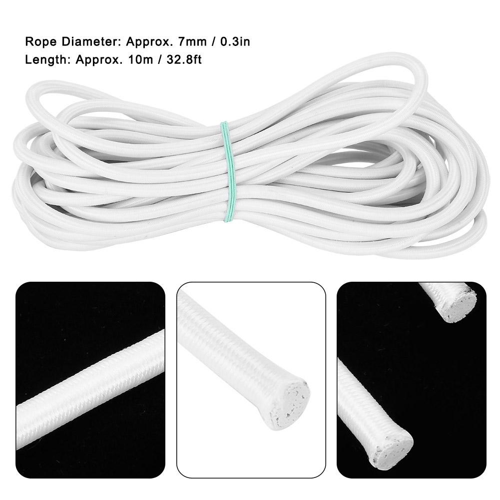7mm 10m 32.8ft Strong Elasticity Round Elastic Rope Cord Sewing DIY Accessories White
