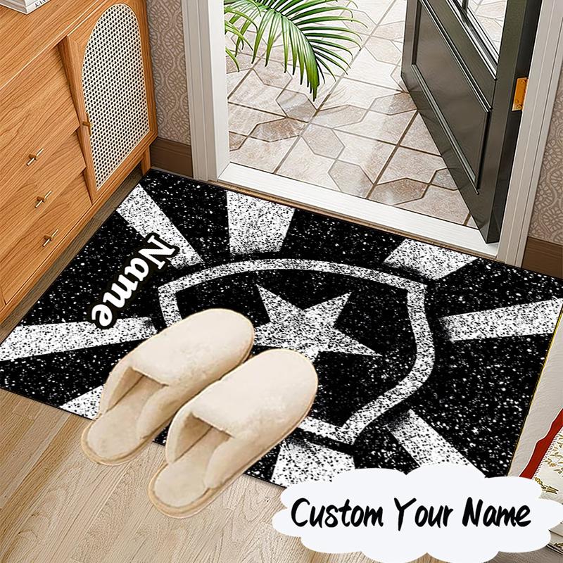 Custom Name Botafogo Emblem Rug for Living Room, Game Rooms, Office, Bedroom, Floor Mat Playful Design, fan gifts Christmas decor
