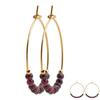 [R4100] - Gold Plated Hoop Earrings 'Mineralia' Golden Garnet - 3 Cm 3 Mm