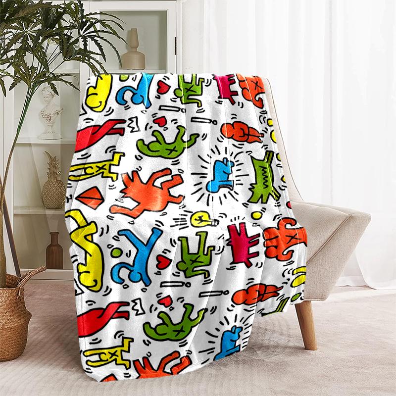 1pc Blanket Keith Haring Ascending2 Print Design, Lightweight Blanket for Sofa, Bed- Soft &Warm, Gift for All Seasons like Christmas, Halloween