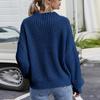 Женский свободный удобный свитер с воротником, однотонный вязаный свитер с длинными рукавами, пуловер