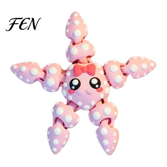 Flexible Joint Starfish Figure 3D Printed Articulated Figure, Cartoon Fidget Sea Animal Ornament Toy, for Desktop Decor, Schoolbag Accessory Toy