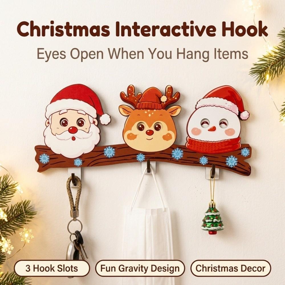 No Drill Christmas Wall Hook Wooden Key Holder Gifts Decorative Hook Key Storage