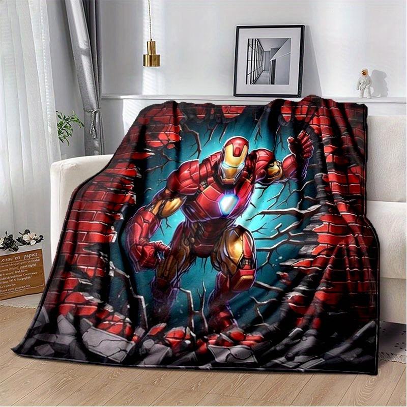 1pc Iron Man Printing Blanket - Soft, All-Season Throw for Living Room, Bedroom,Personalized Gift with Adorable Cartoon Design