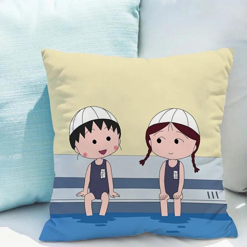 Chibi Maruko-chan Pillowcase Cushion Cover X Ornamental Pillows for Living Room Fall Decor Pillow Hugs Lounge Chairs Covers