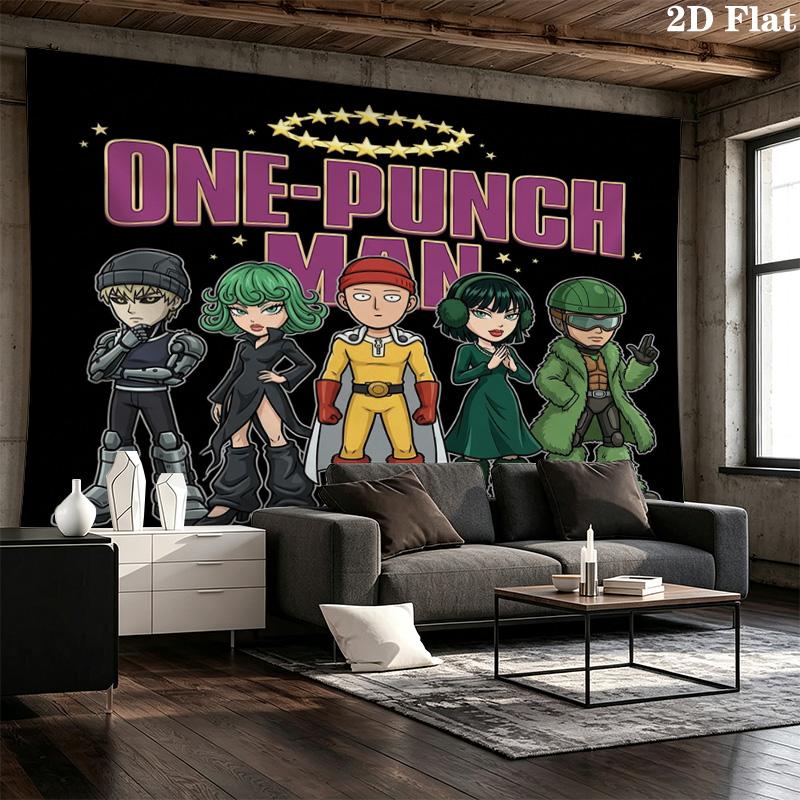 Настенный гобелен One-Punch Man Эстетичное настенное панно Печатная ткань Покрывало Декоративные гобелены Для спальни Гостиной Домашний декор