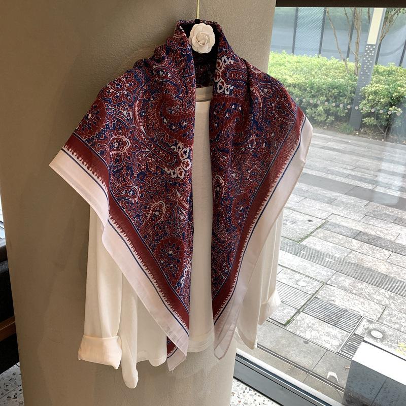 Vintage Polka Dot Printed Light And Thin Scarf Cotton Feel Square Scarf Sunshade Shawl Headscarf Belt Scarf Silk Scarf