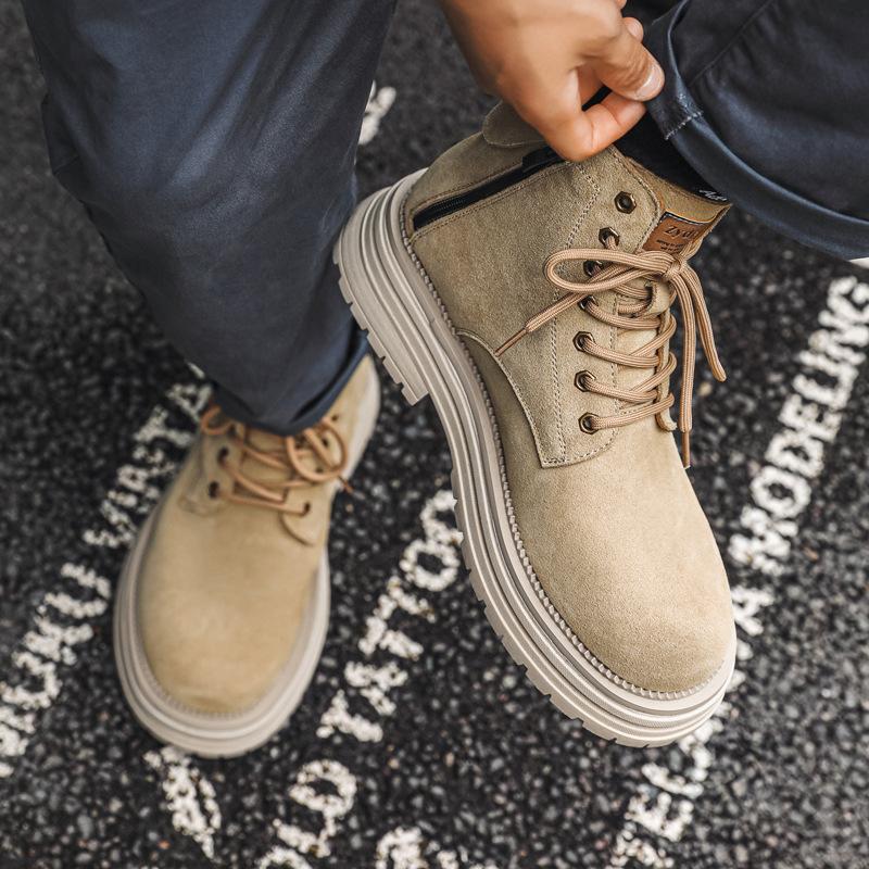 Осенние кожаные ботинки Мартин мужские высокие ретро рабочие ботинки британские на шнуровке модные универсальные дезерты 81589-J