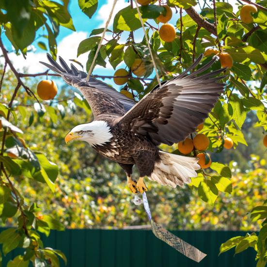 Подвесная Поддельная Сова 2D Плоский Чучело Совы со Светоотражающей Лентой Украшение Орла с Колокольчиком для Отпугивания Голубей