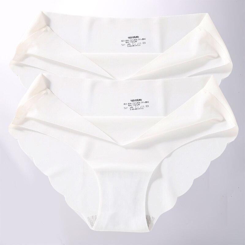 2Pcs/Set Seamless Silk Women's Panties Briefs Women Underwear Female Underpants Comfortable Silk Panty Sexy Woman Lingerie M-XL