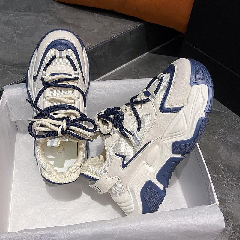 Daddy Shoes Women's Spring New Korean Version of Thick-soled Sports Shoes Round Toe Increased Student Casual Shoes