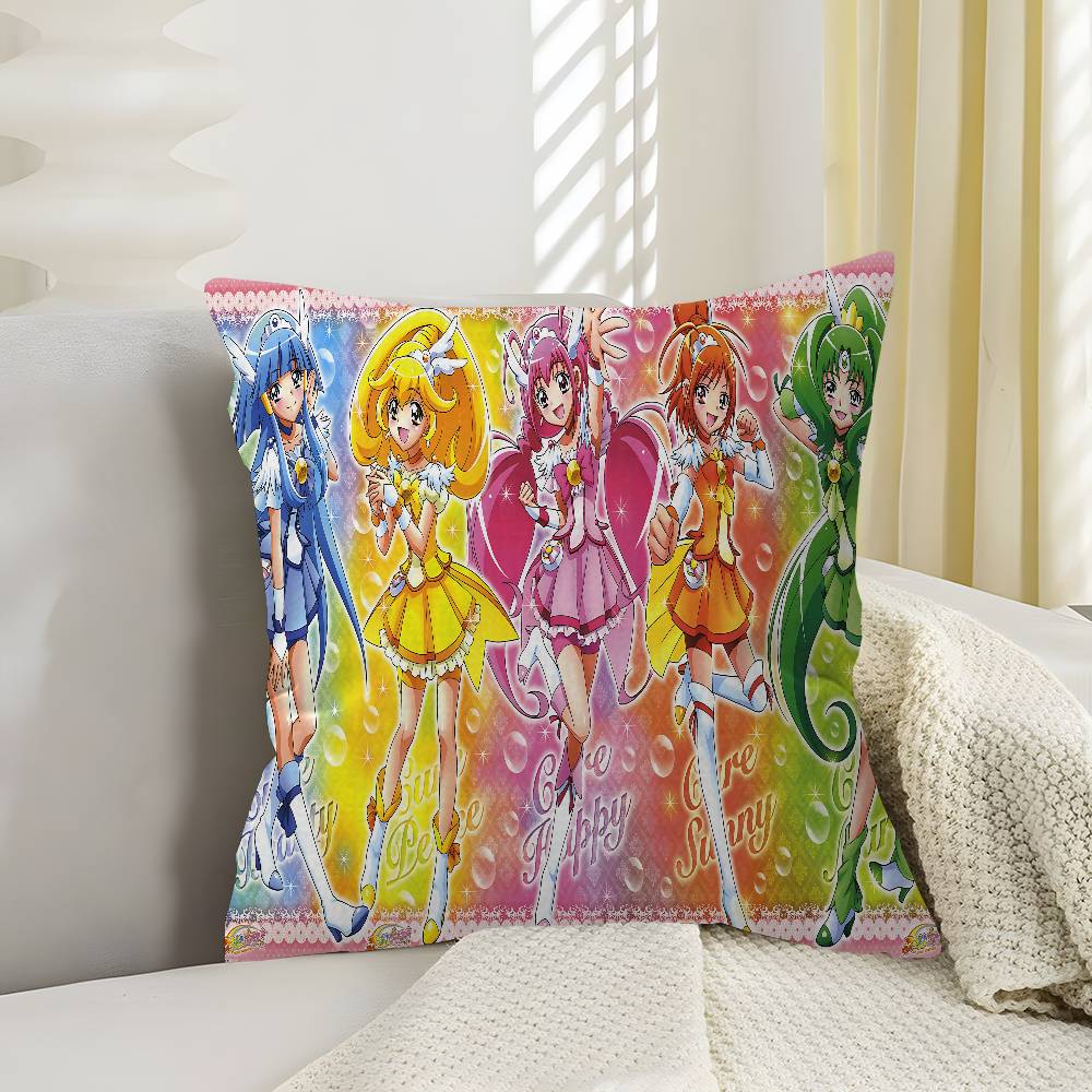 Подушка с принтом из аниме Smile Precure Чехол для подушки Полиэстер Декоративные подушки для дивана Декоративные пледовые подушки Декор для дома Чехол для подушки