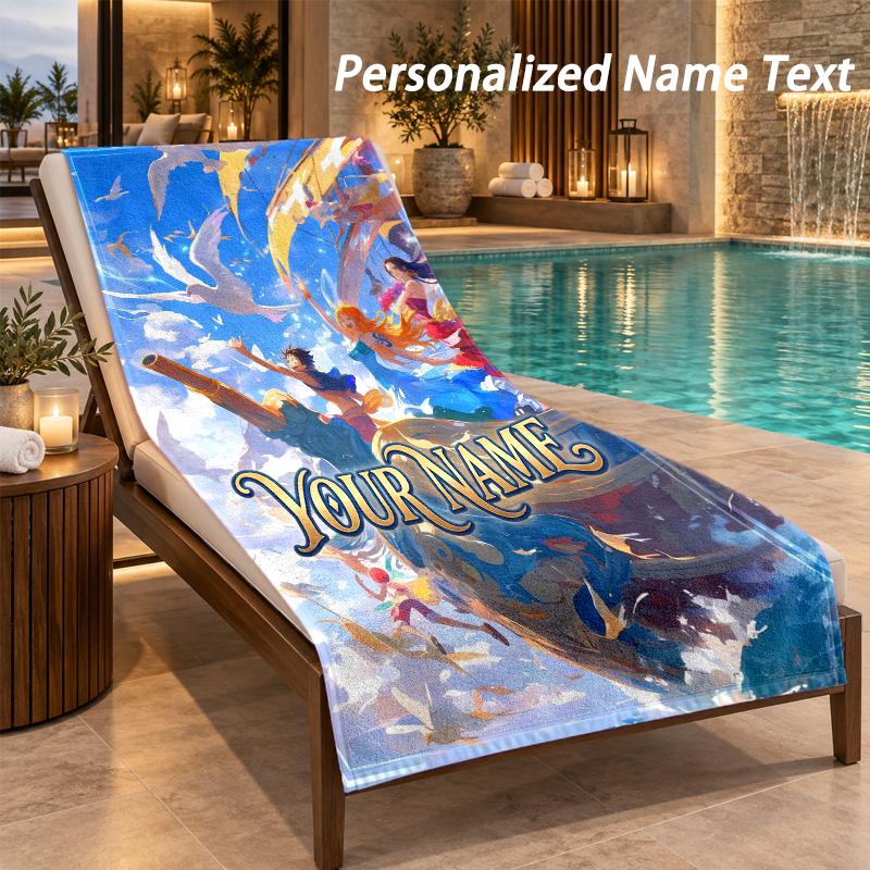 One Piece Custom Name Beach Towel Large Soft Towel for Indoor Bathroom Outdoor Beach