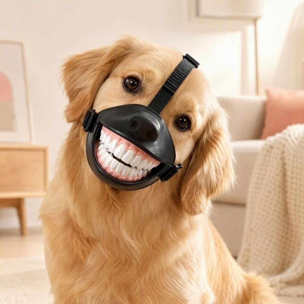 Anti-Bite Funny Grinning Dog Muzzle Anti-Scavenge Dog Photo Mouth Cover Party Costume