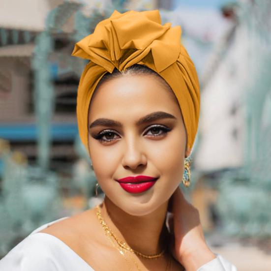 Тюрбан шляпа ретро французский стиль цветочный декор женская шляпа однотонный цвет дышащий