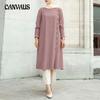 Spring and Autumn Women's Plus Size Dress Loose Casual Long Sleeve Button Decoration Long Sleeve Shirt Dresses