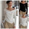 European and American Women's Fall Outerwear: Elegant One-Shoulder Long Sleeve Shirts with a Chic Style