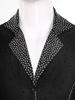 Mens Latin Dance Leotard Lapel Collar Sheer Mesh Patchwork Long Sleeve Sparkly Rhinestone Bodysuit Tango Costume