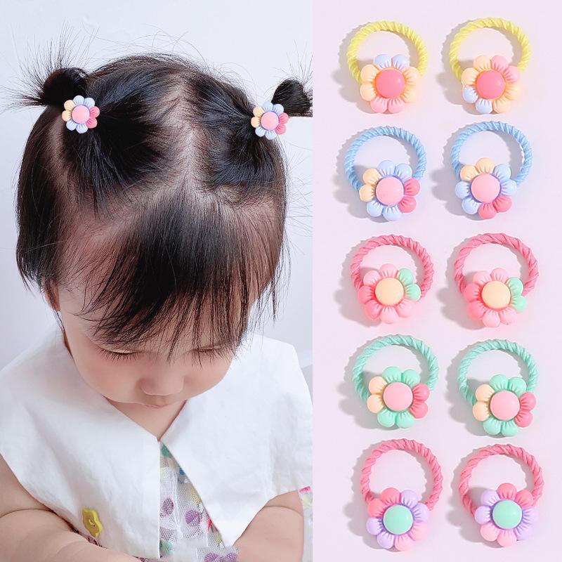 10PCS/Set 2CM Mini Cartoon Baby Girls Hair Ties Children HairBands Ponytail Elastic Rubber Band Newborn Hair Accessories