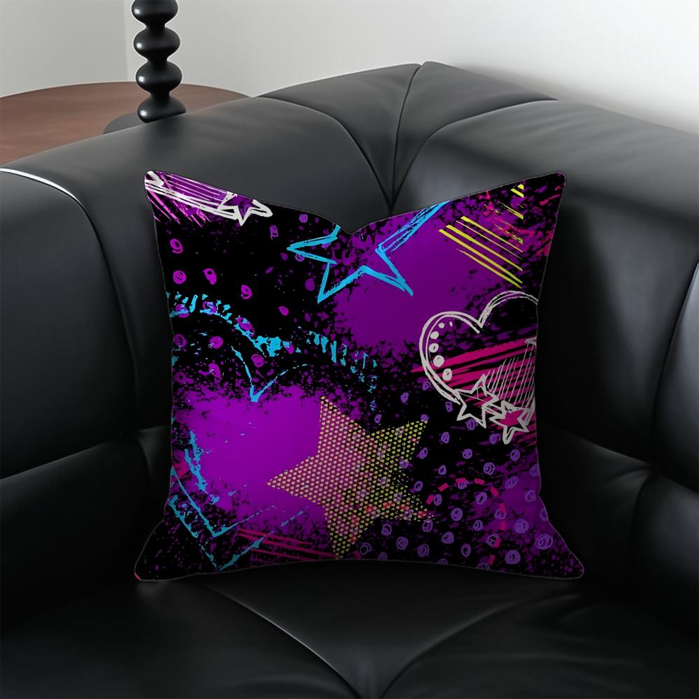 pop Street fashion graffiti art patterns Cushion Cover Pillow Case Antidustmite Invisible zipper silky plush cushion