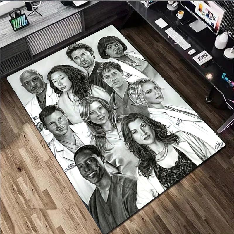 1Pc Grey's Anatomy Print Rug - home decoration Carpet For Living Room Bedroom Flooring Computer Chair Area Rug