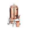 Copper Water Dispenser Set, 5 Litres, with Stand, 2 Glasses and ABS Tap, HaMmered Design (HaMmered Natura)