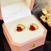 French Retro Burgundy Love Earrings Niche Design Ear Buckle Personality Women's Cold Fashion Earrings