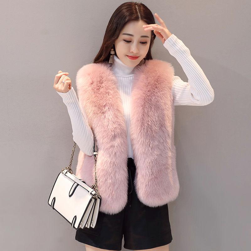 Winter Korean Version Faux Fur Vest for Women's Fur Coat Short Camisole Fox Fur Vest Slimming Top