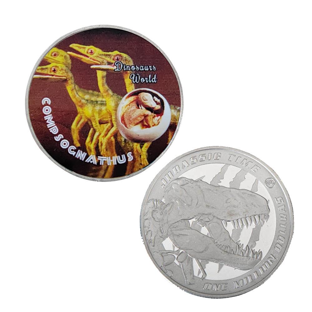 Commemorative Coin Dinosaur Coin Complete Set, Comes with Velvet Bag, Metal Badge Collection Gift Commemorative Badge Gift