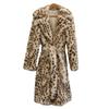 Women's Leopard Print Imitation Fur Jacket Fox Hair Long Coat