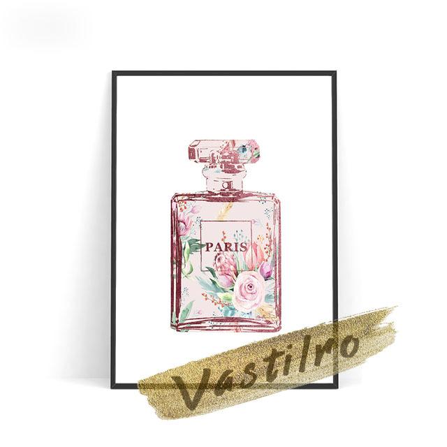 Акварельные цветочные принты Флакон духов Выставка Художественные принты Плакаты Современный минимализм Салон красоты для девочек