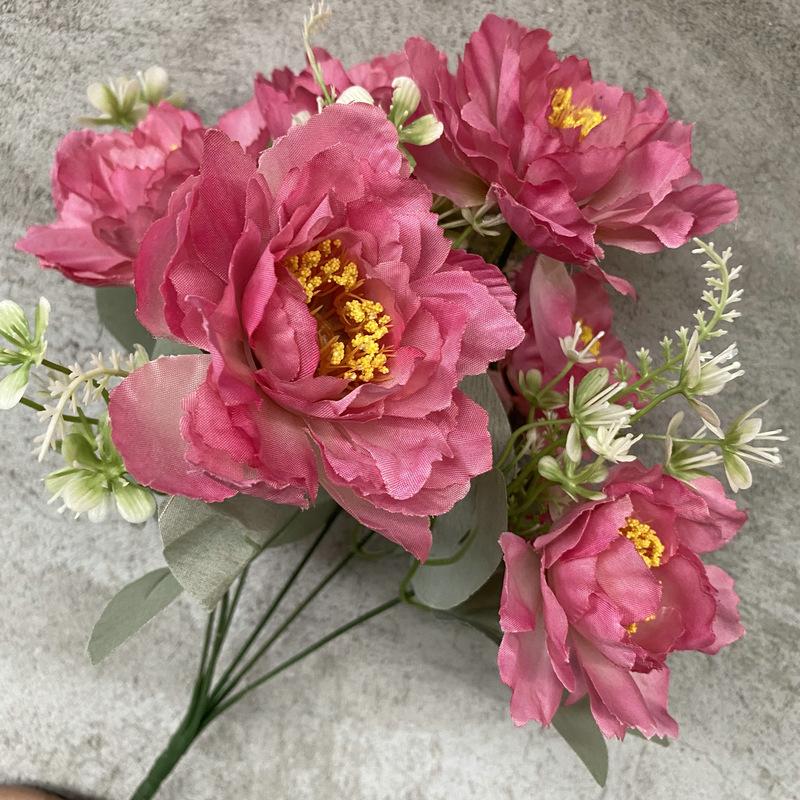 Gifts Artificial Peony Flowers 6 Heads Simulation Flower Bouquet New Peony Silk Flowers  Home Decor