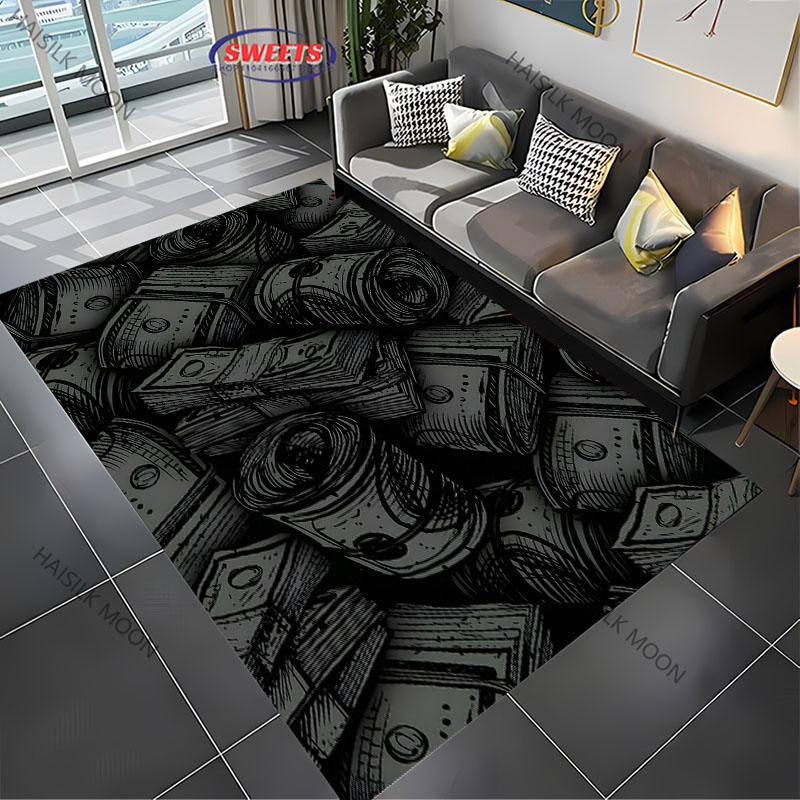 1 шт. ковер с принтом доллара, нескользящий мультяшный коврик, большие размеры, ковры для спальни, игровой комнаты, столовой, офиса, декоративный коврик