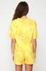 Women's Fashion New Pajama Set Yellow 100% Cotton Sun Patterned Knitted Pajama Set