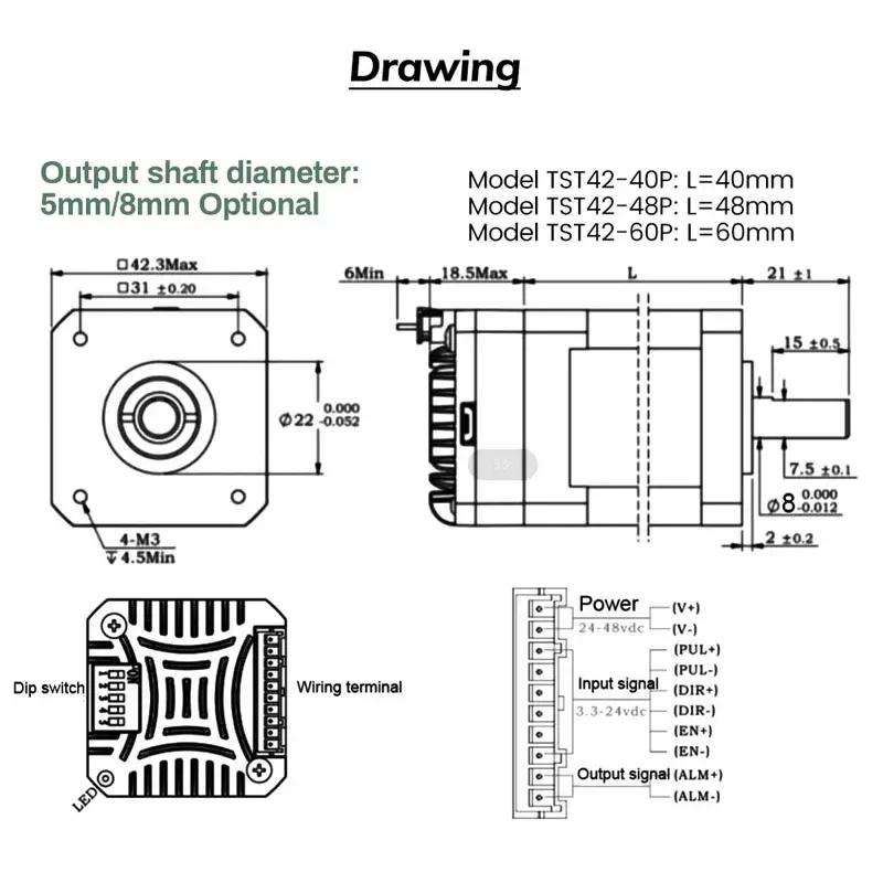 Nema17 42mm Closed Loop Stepper Motor Drive All-in-one Encoder Mini Servo Motor 42mm Integrated Motor 1000Line 0.4-0.6Nm 40-60mm