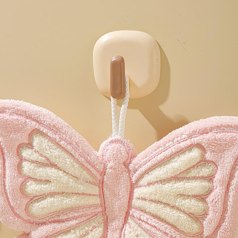 High Value Butterfly Hanging Hand Towel Coral Fleece Cartoon Styled Thick Soft Ultra Absorbent Ideal For Kitchen And Bathroom