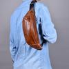 Genuine Leather Men's Fanny Pack Mobile Phone Bag Vintage Crossbody Bag Multi-layer Shoulder Bun Top Layer Cowhide Chest Bag for Men