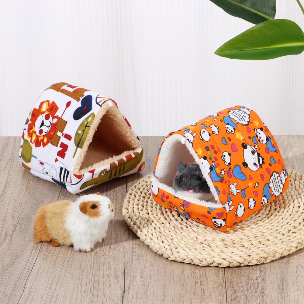 Comfortable Winter Semi-closed Warm Mat Guinea Pig Nest Hamster House Small Animal Sleeping Bed