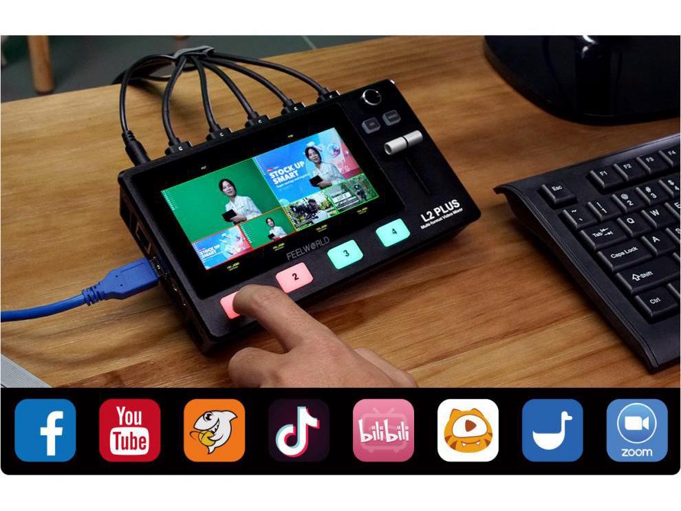 FEELWORLD L2 PLUS Многокамерный видеомикшер с управлением хромакеем и прямым USB-подключением PTZ-камер.