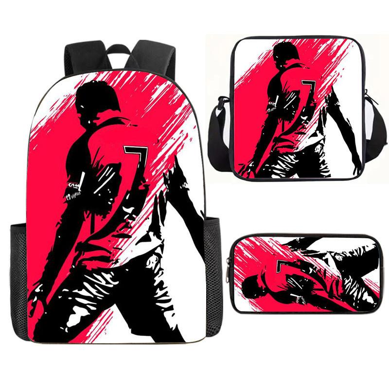 Мультяшный Месси Футбольная Печать Детский Рюкзак на Двойных Плечевых Лямках Для Использования в Школе