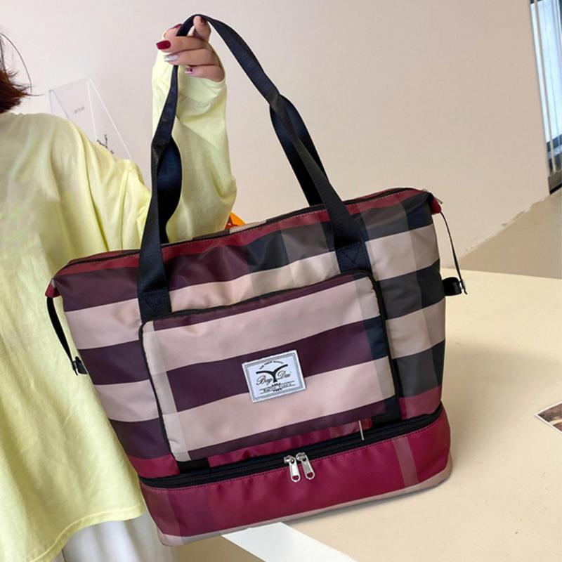 Women Handbag Dry Wet Separation Large Capacity Lightweight Foldable Smooth Zipper Sports Gym Bag for Yoga