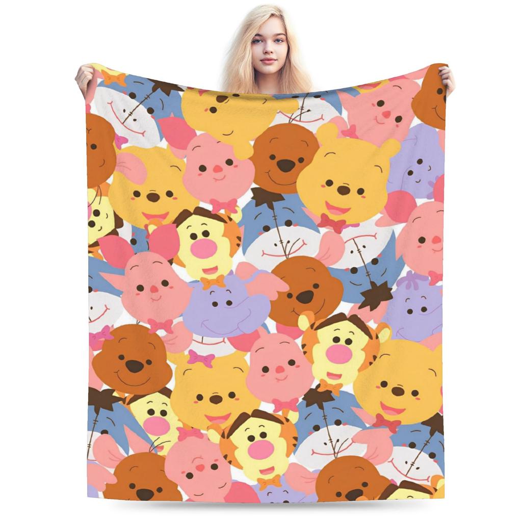 Pooh and Friends Blankets Flannel Summer Air Conditioning Winnie The Pooh Breathable Soft Throw Blankets Sofa Travel Rug Piece